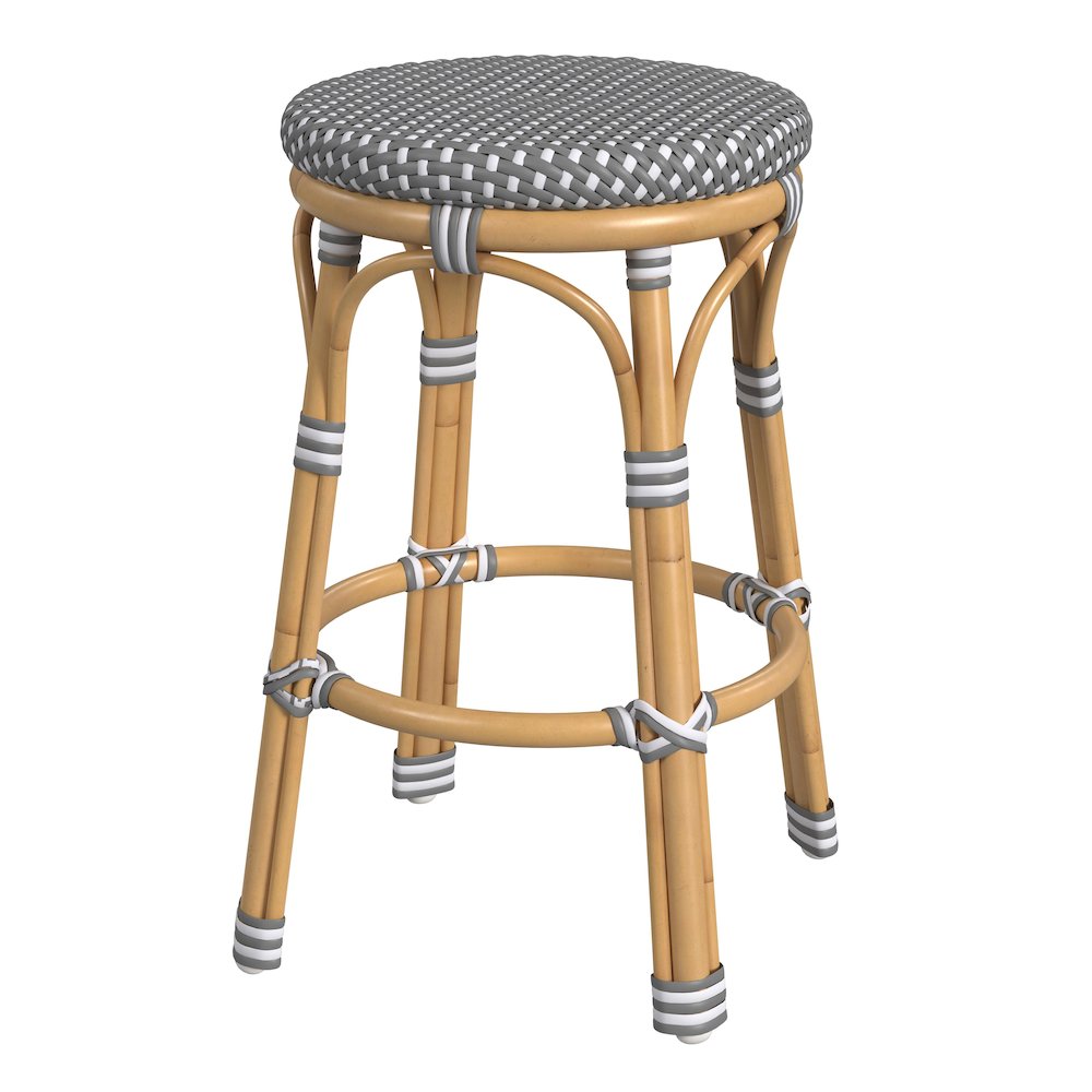 24 in. Seat Height Outdoor Rattan and Metal Backless Counter Stool. Picture 1