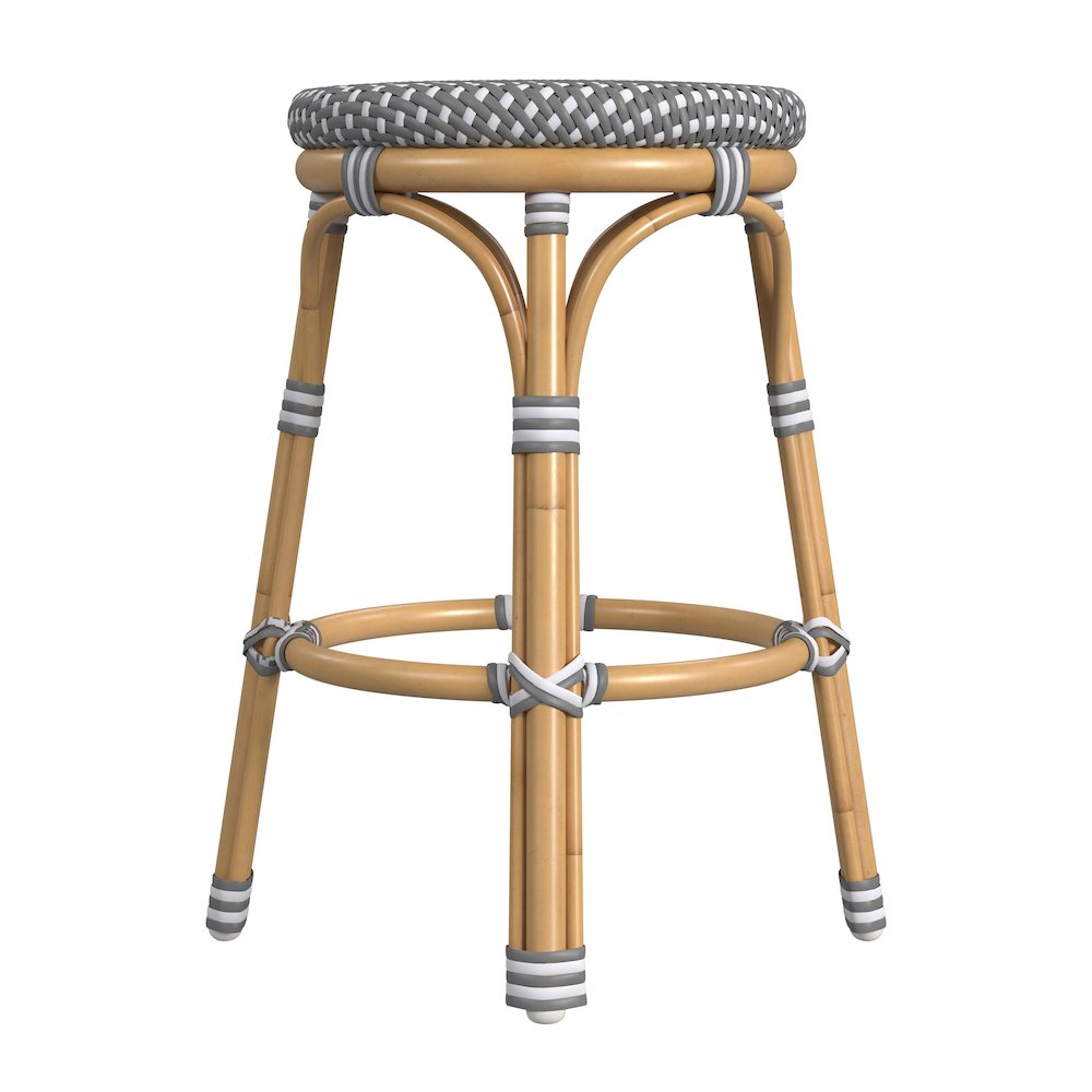 24 in. Seat Height Outdoor Rattan and Metal Backless Counter Stool. Picture 2