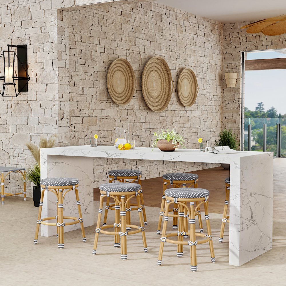 24 in. Seat Height Outdoor Rattan and Metal Backless Counter Stool. Picture 5