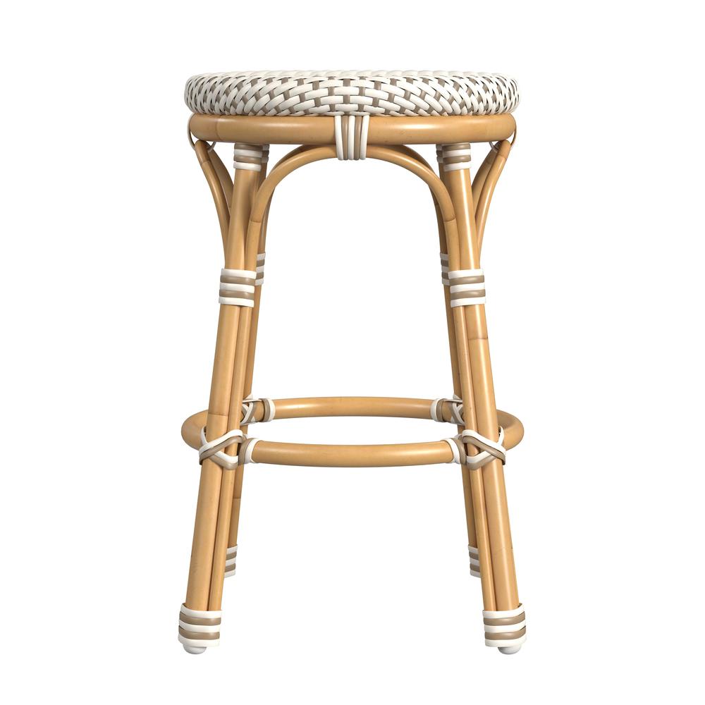 Tobias 24 in. Seat Height Outdoor Rattan and Metal Backless Counter Stool. Picture 2
