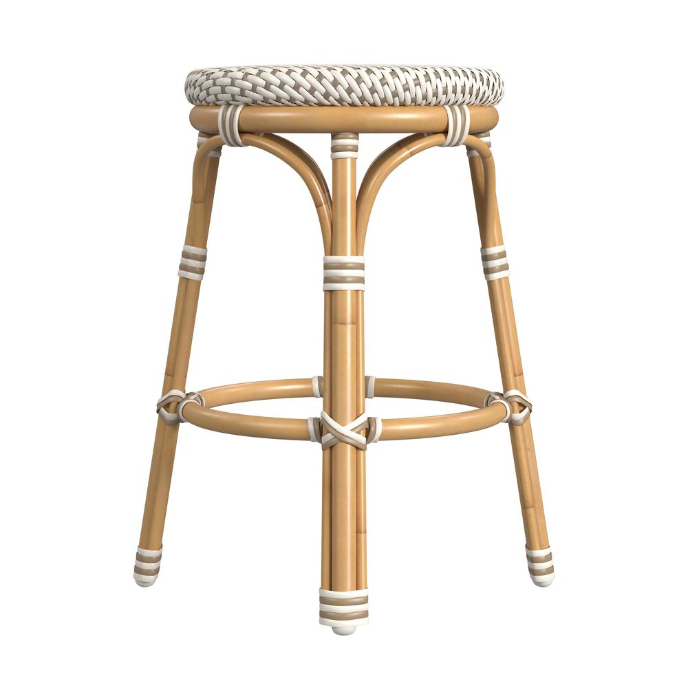 Tobias 24 in. Seat Height Outdoor Rattan and Metal Backless Counter Stool. Picture 3