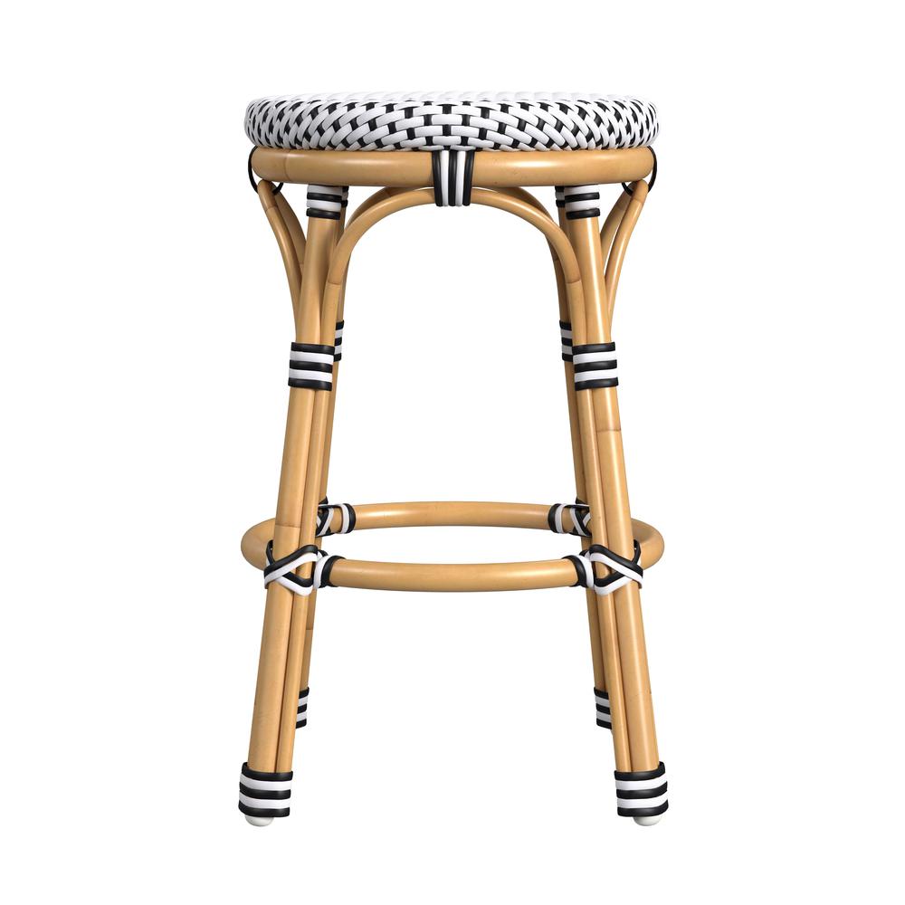 Tobias 24 in. Seat Height Outdoor Rattan and Metal Backless Counter Stool. Picture 2