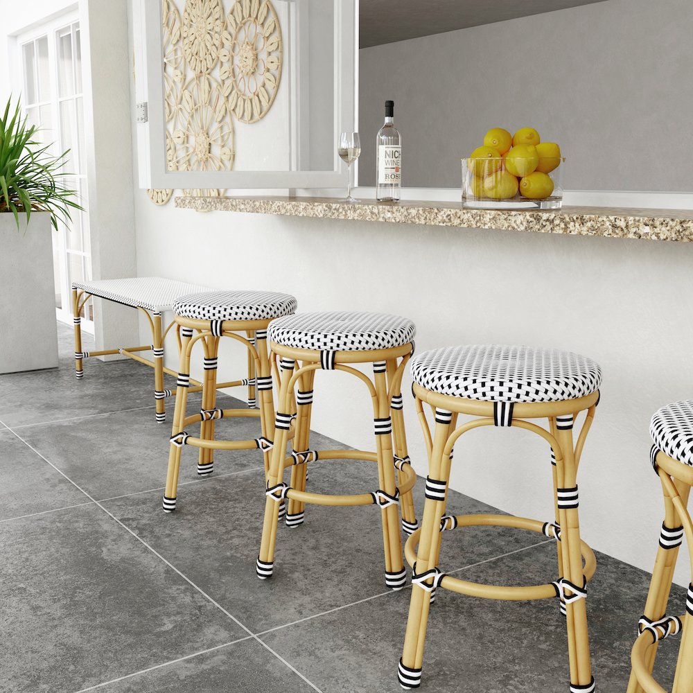 Tobias 24 in. Seat Height Outdoor Rattan and Metal Backless Counter Stool. Picture 6