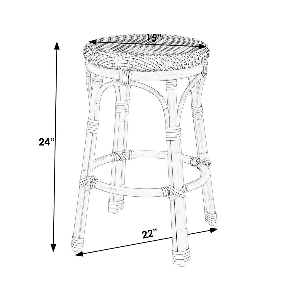 Tobias 24 in. Seat Height Outdoor Rattan and Metal Backless Counter Stool. Picture 5