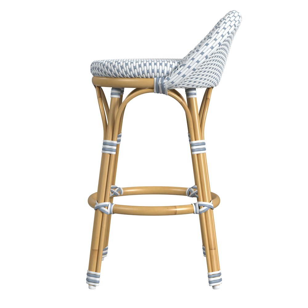 Tobias 24.5 in. Seat Height Outdoor Rattan and Metal Low Back Counter Stool. Picture 4