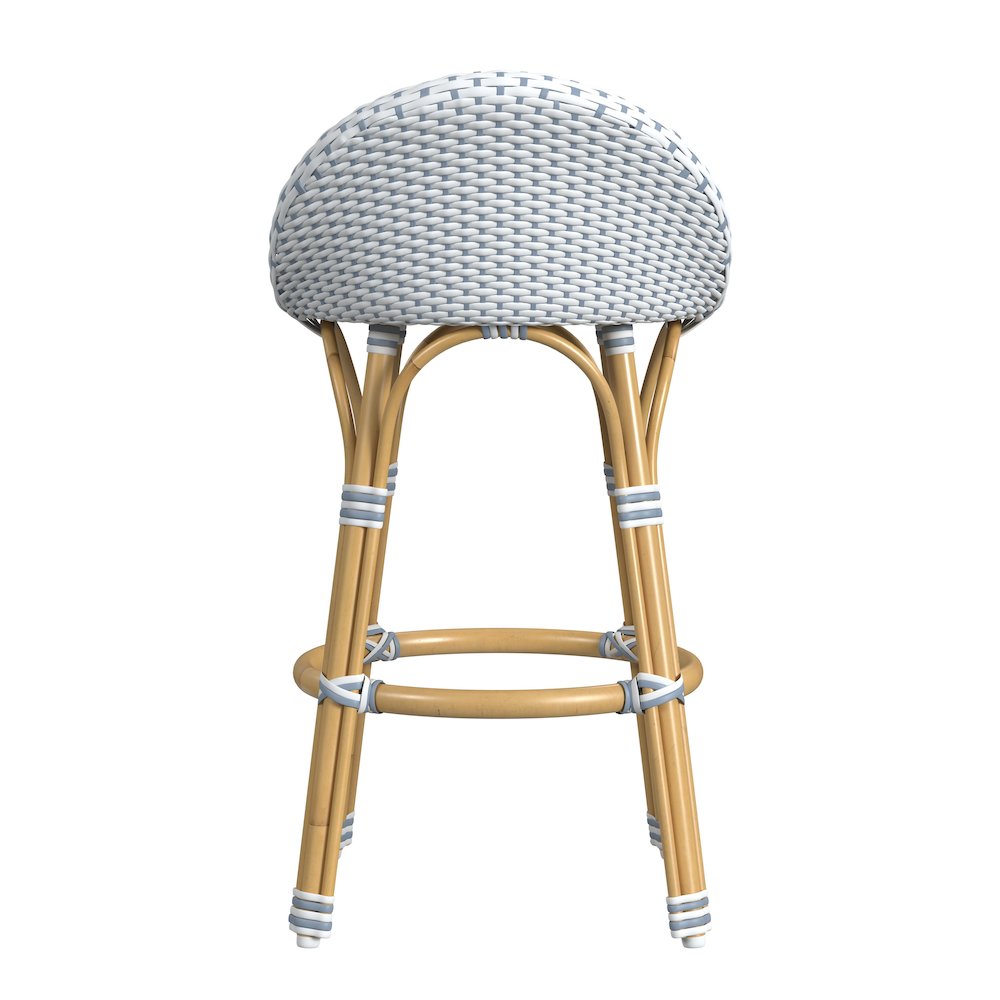 Tobias 24.5 in. Seat Height Outdoor Rattan and Metal Low Back Counter Stool. Picture 5