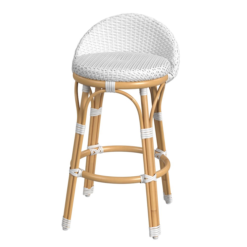 24 in. Seat Height Outdoor Rattan and Metal Low Back Counter Stool. Picture 1