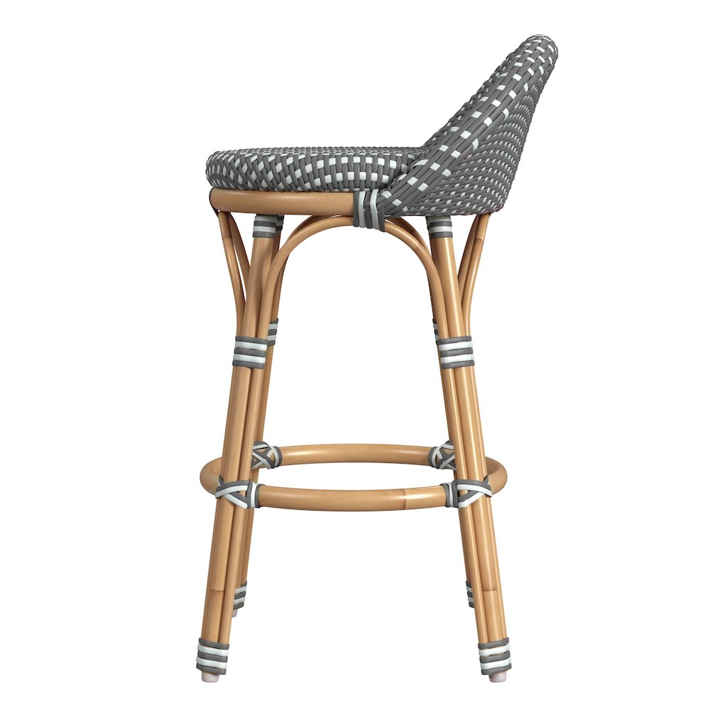 Tobias 24.5 in. Seat Height Outdoor Rattan and Metal Low Back Counter Stool. Picture 3