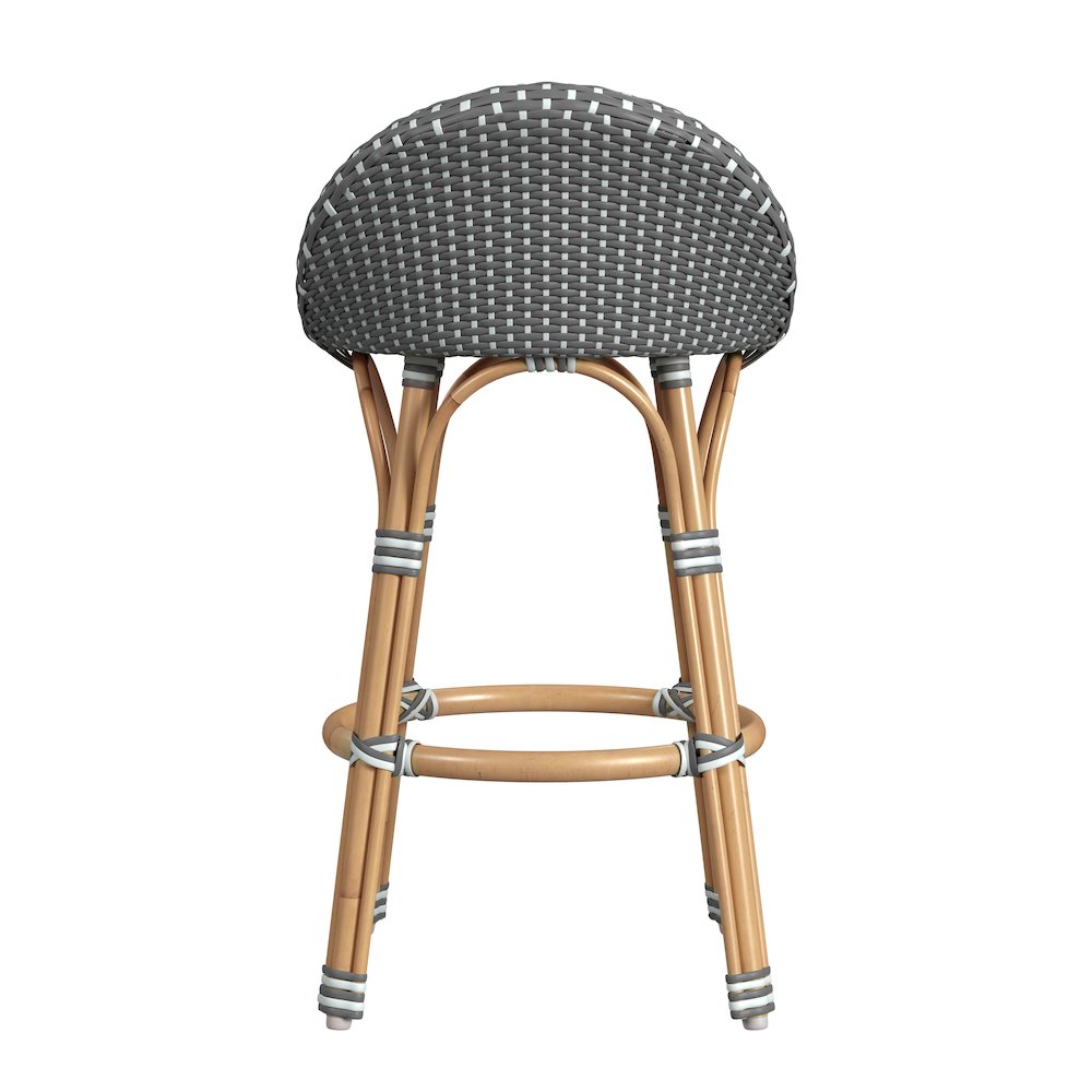 Tobias 24.5 in. Seat Height Outdoor Rattan and Metal Low Back Counter Stool. Picture 4