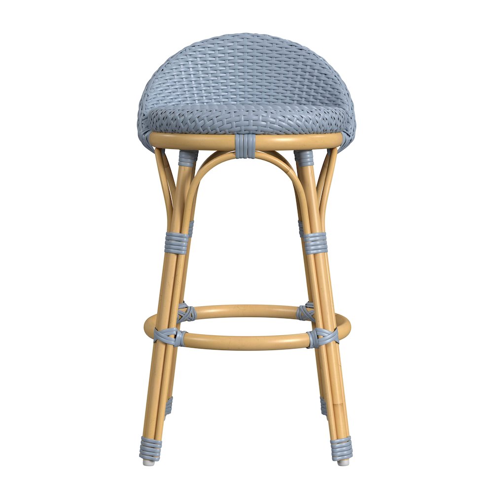 Tobias 24.5 in. Seat Height Outdoor Rattan and Metal Low Back Counter Stool. Picture 1