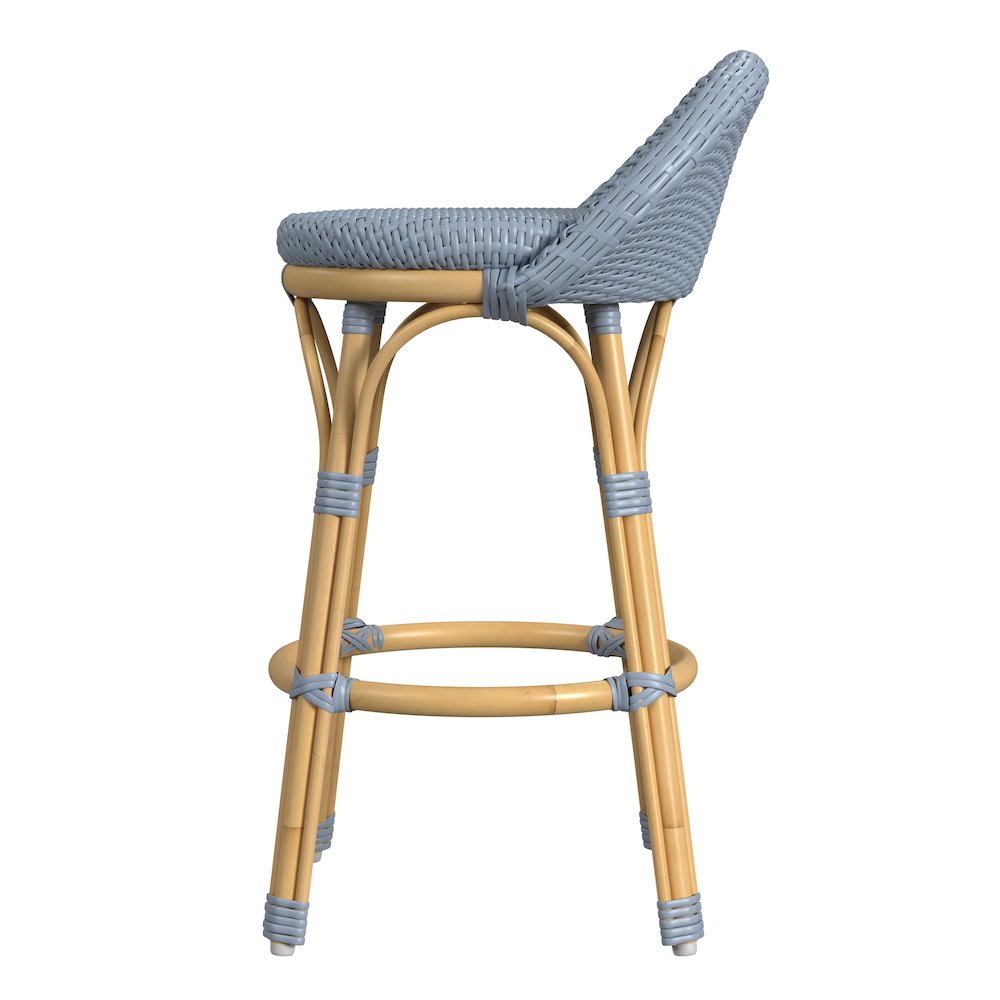 Tobias 24.5 in. Seat Height Outdoor Rattan and Metal Low Back Counter Stool. Picture 3