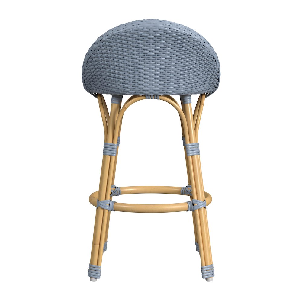 Tobias 24.5 in. Seat Height Outdoor Rattan and Metal Low Back Counter Stool. Picture 4