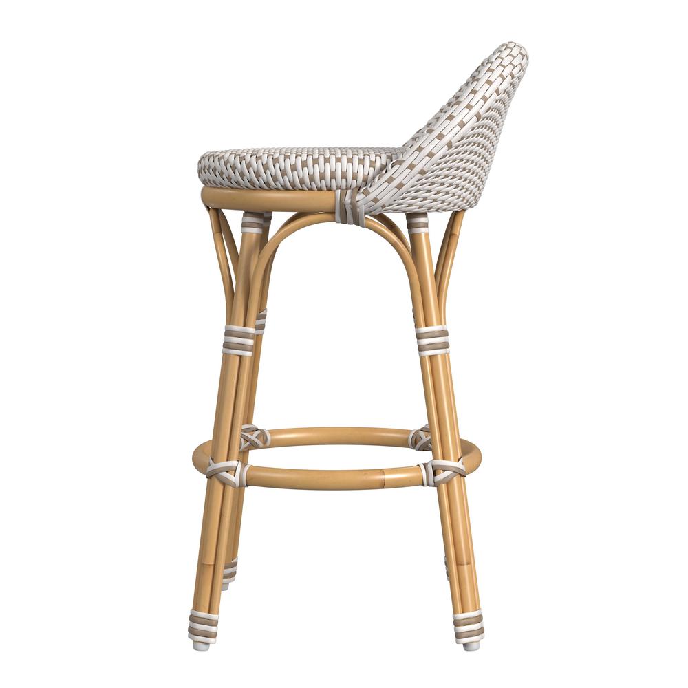 Tobias 24 in. Seat Height Outdoor Rattan and Metal Low Back Counter Stool. Picture 3