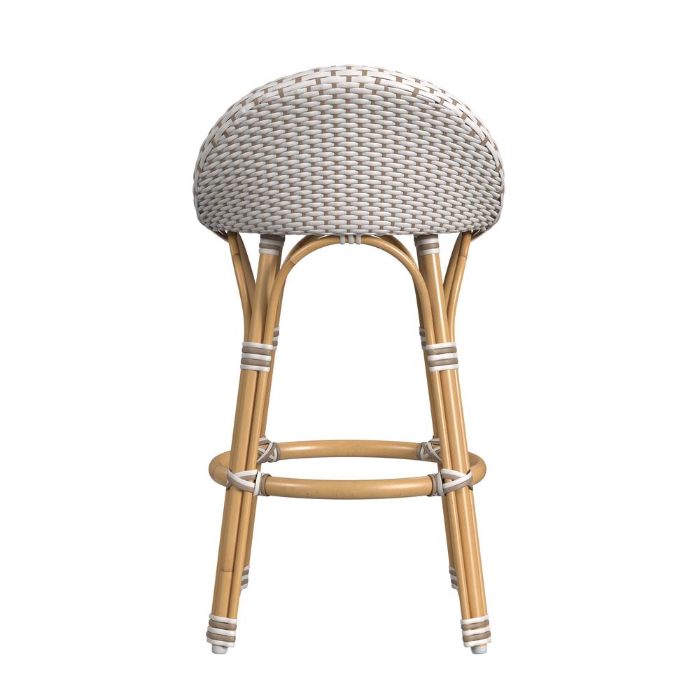 Tobias 24 in. Seat Height Outdoor Rattan and Metal Low Back Counter Stool. Picture 4