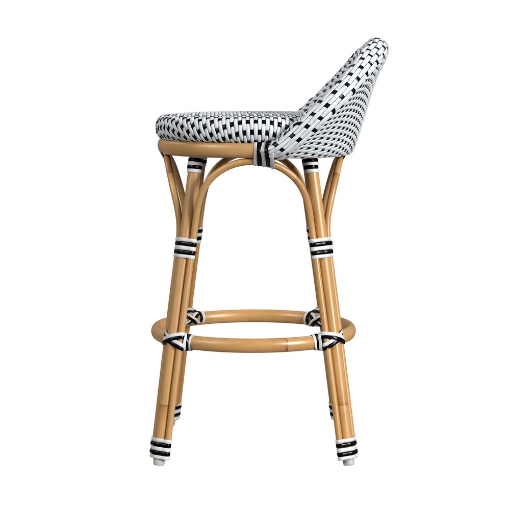 Tobias 24 in. Seat Height Outdoor Rattan and Metal Low Back Counter Stool. Picture 3