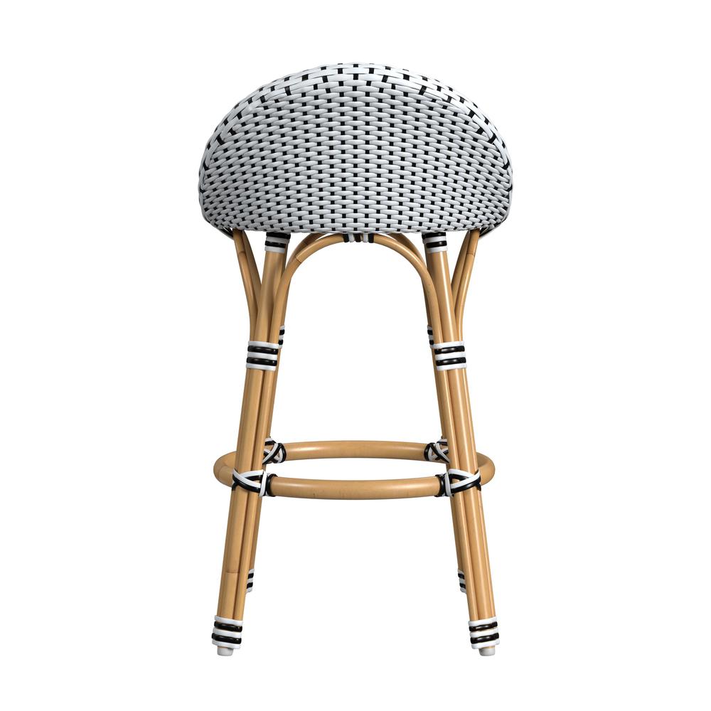 Tobias 24 in. Seat Height Outdoor Rattan and Metal Low Back Counter Stool. Picture 4