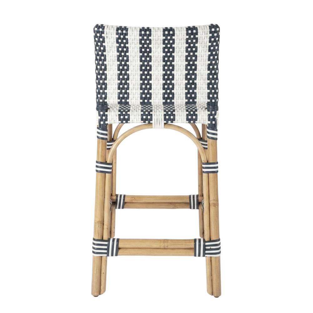 Rattan Low Back Counter Stool, Transitional Bar Stool for Dining Rooms. Picture 1