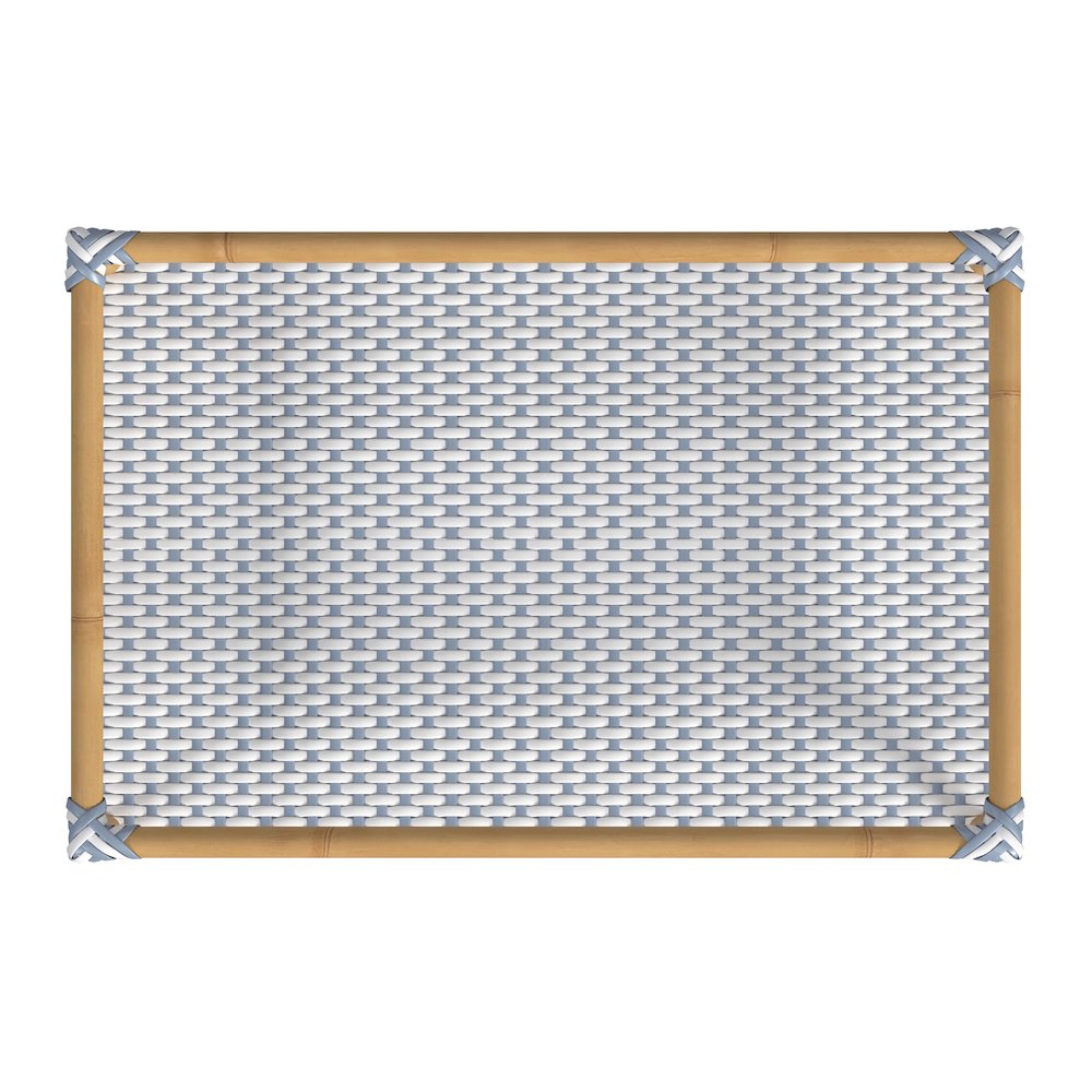 Tobias 24 in. W Outdoor Rattan and Metal 3 Tier Bar Cart, Baby Blue. Picture 4