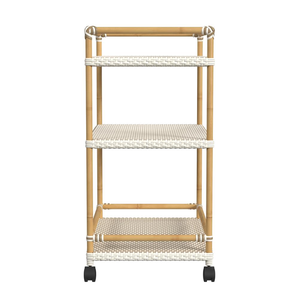 Tobias 24 in. W Outdoor Rattan and Metal 3- Tier Rattan Bar Cart. Picture 3
