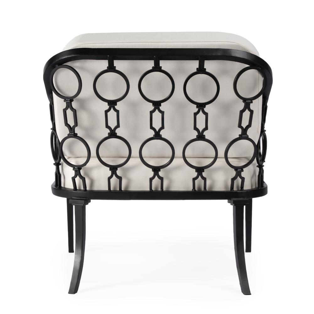 Southport Iron Upholstered Outdoor Lounge Chair, Black. Picture 6