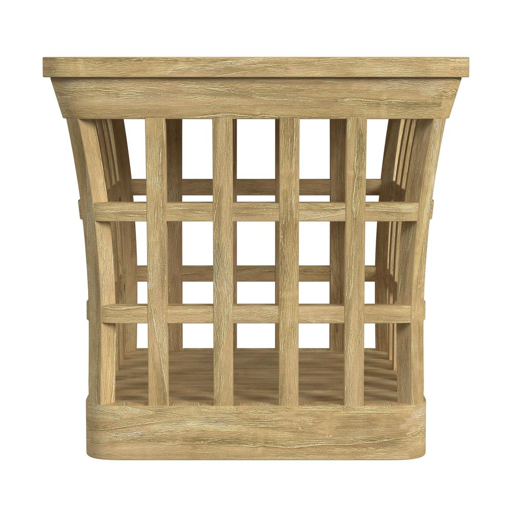 Monhegan Outdoor Teak and Marble End Table, Light Brown. Picture 2