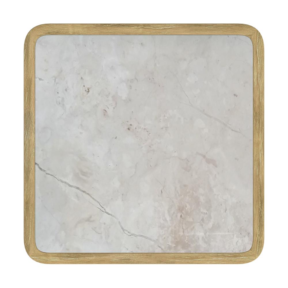 Monhegan Outdoor Teak and Marble End Table, Light Brown. Picture 4
