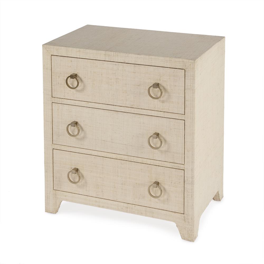 Bar Harbor Raffia 3 Drawer Nightstand, Natural. Picture 1