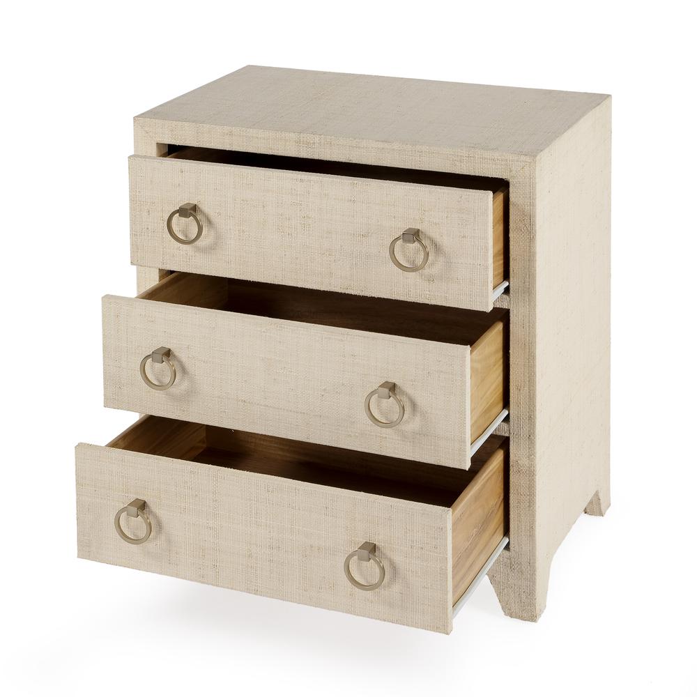 Bar Harbor Raffia 3 Drawer Nightstand, Natural. Picture 3