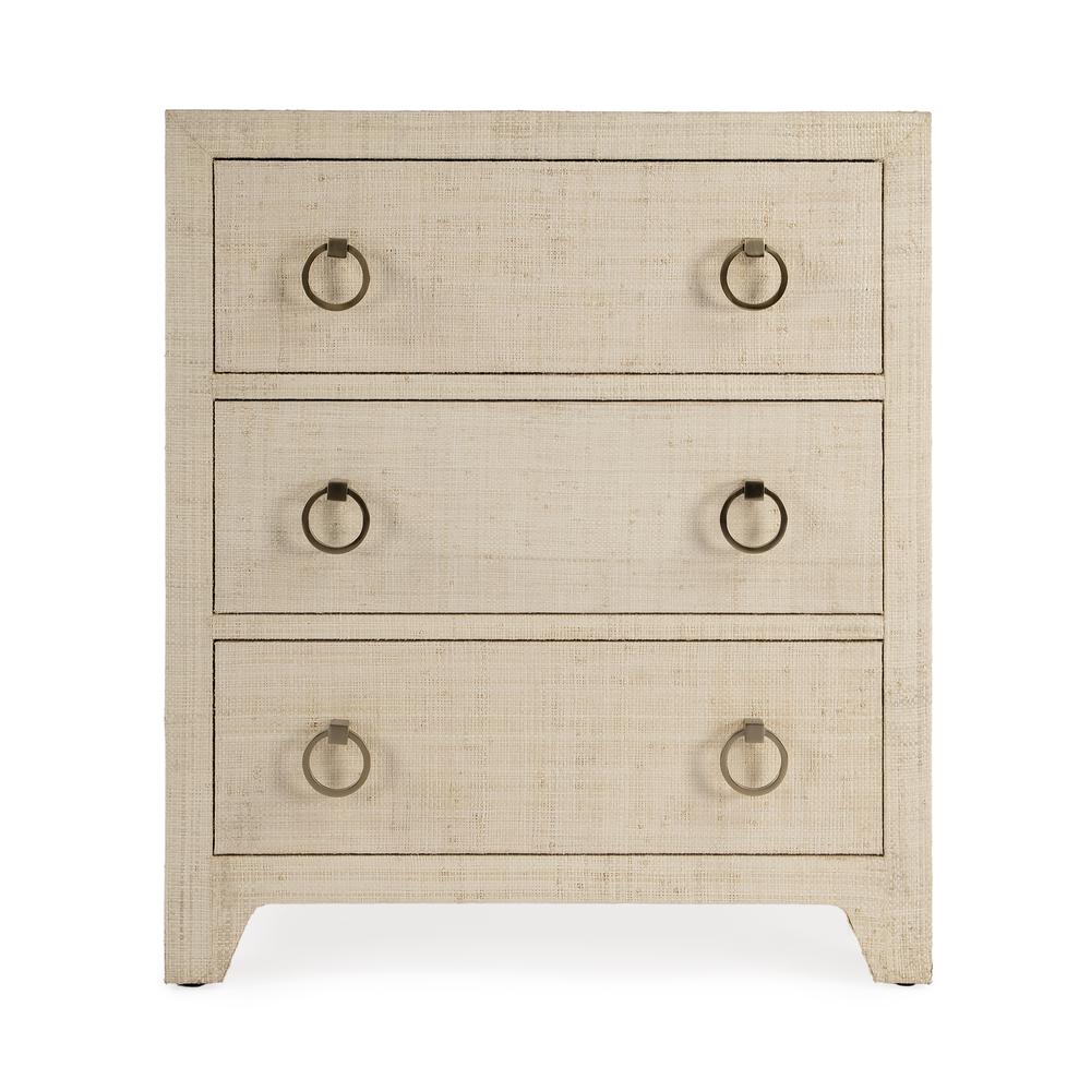 Bar Harbor Raffia 3 Drawer Nightstand, Natural. Picture 4