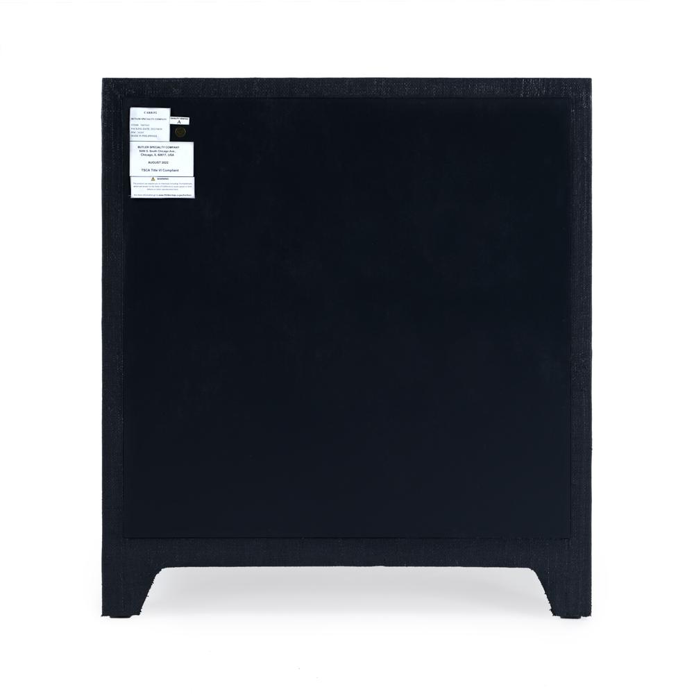 Bar Harbor Raffia 3 Drawer Nightstand, Navy Blue. Picture 5