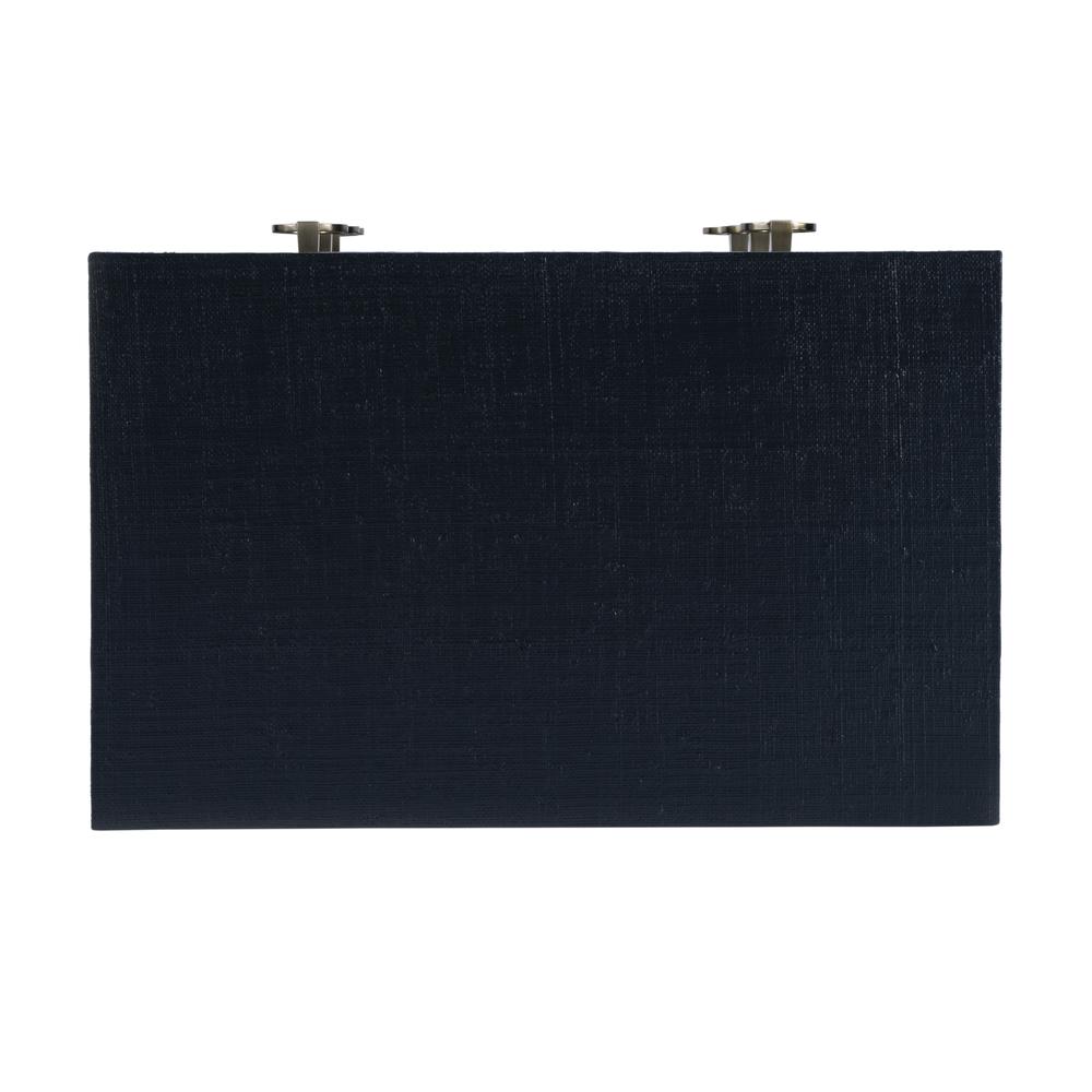 Bar Harbor Raffia 3 Drawer Nightstand, Navy Blue. Picture 6
