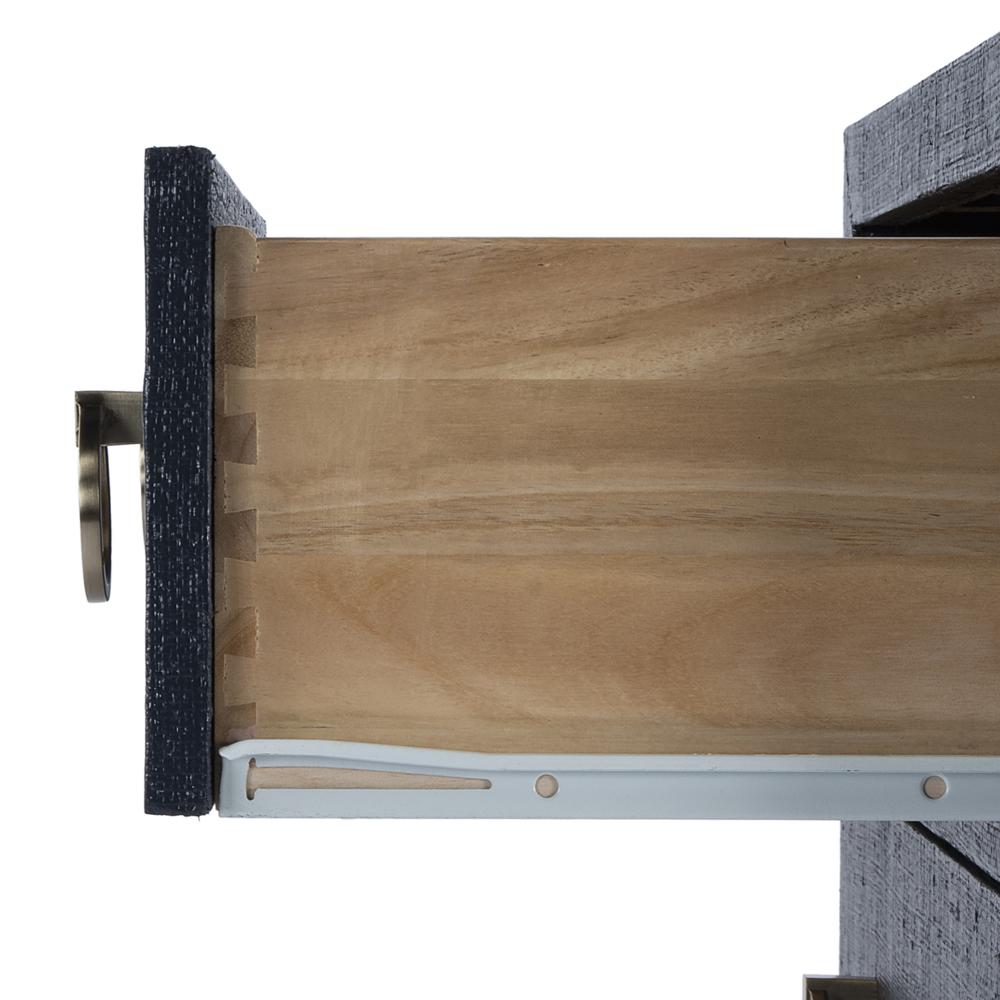 Bar Harbor Raffia 3 Drawer Nightstand, Navy Blue. Picture 7