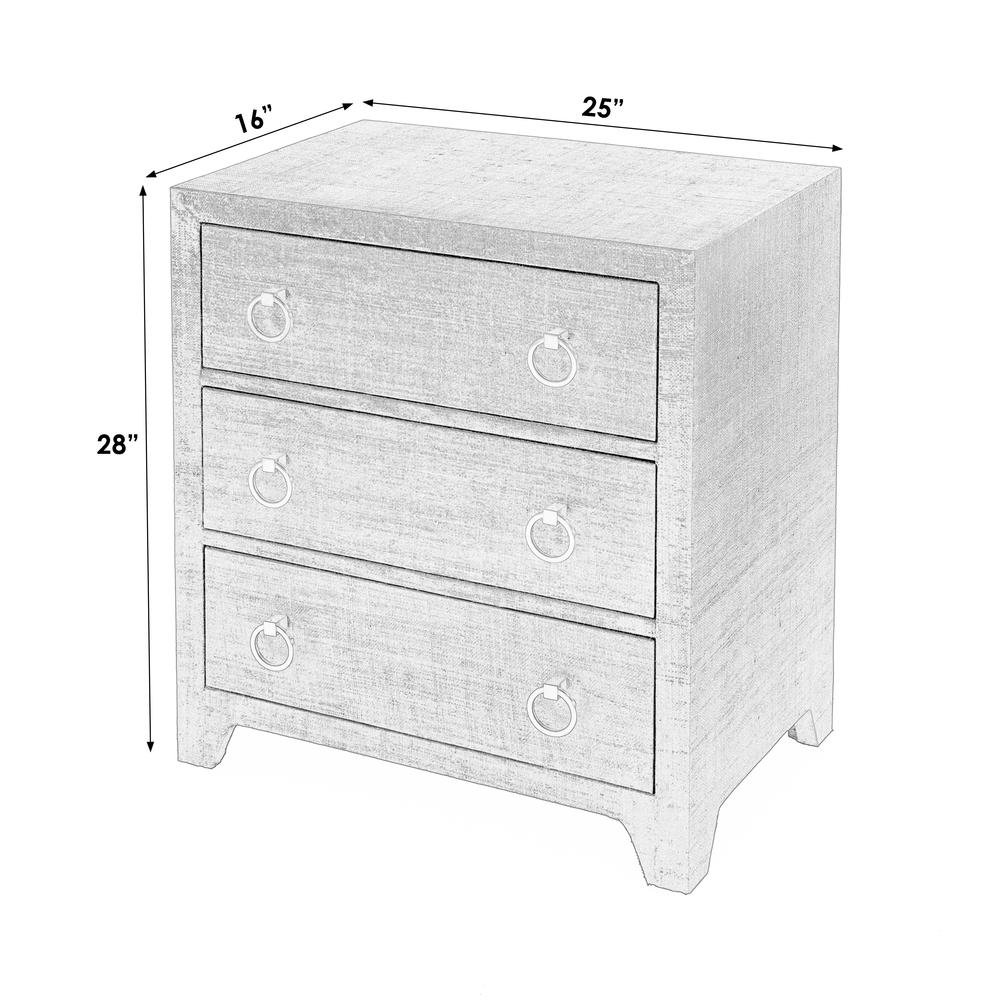 Bar Harbor Raffia 3 Drawer Nightstand, Navy Blue. Picture 8