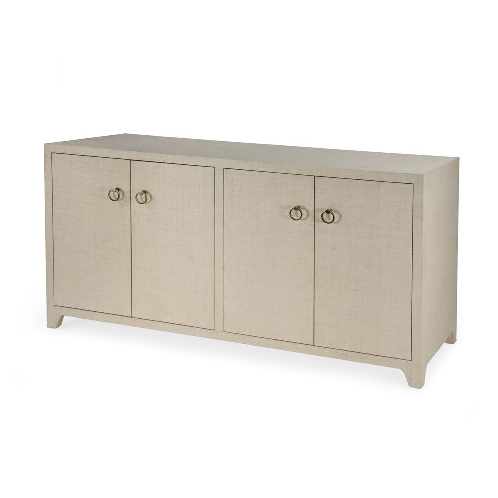 Bar Harbor Raffia 4 Door 70" Sideboard, Natural. Picture 1