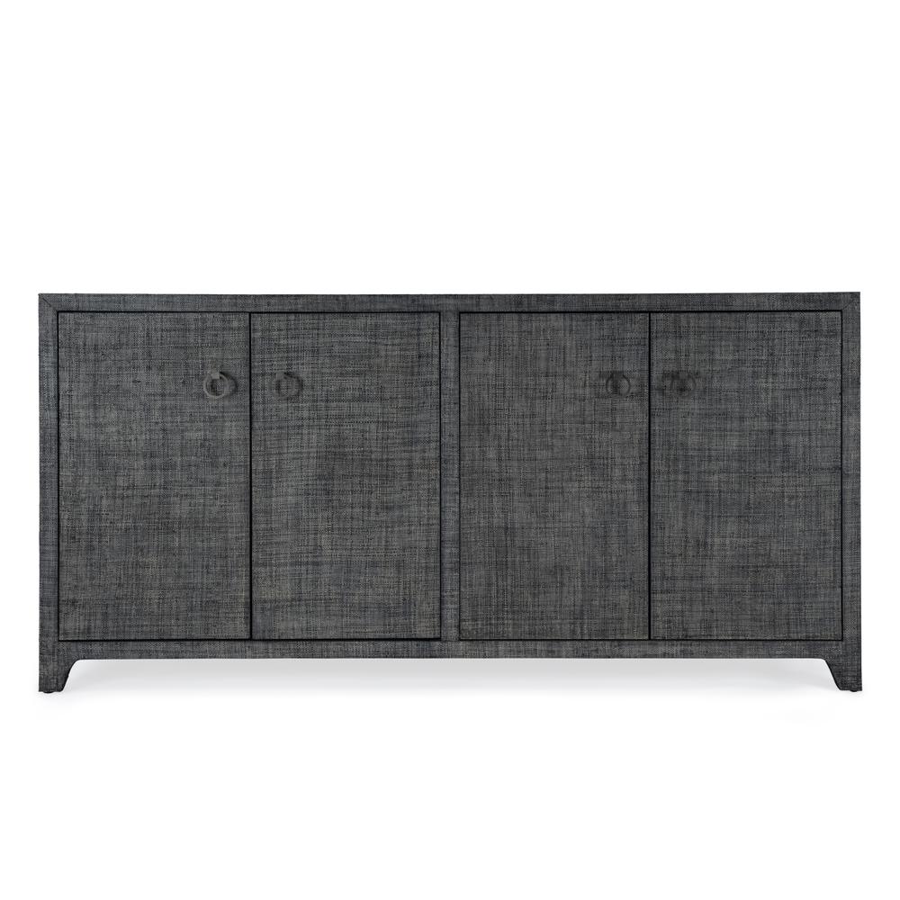 Bar Harbor Raffia 4 Door 70" Sideboard, Charcoal. Picture 2