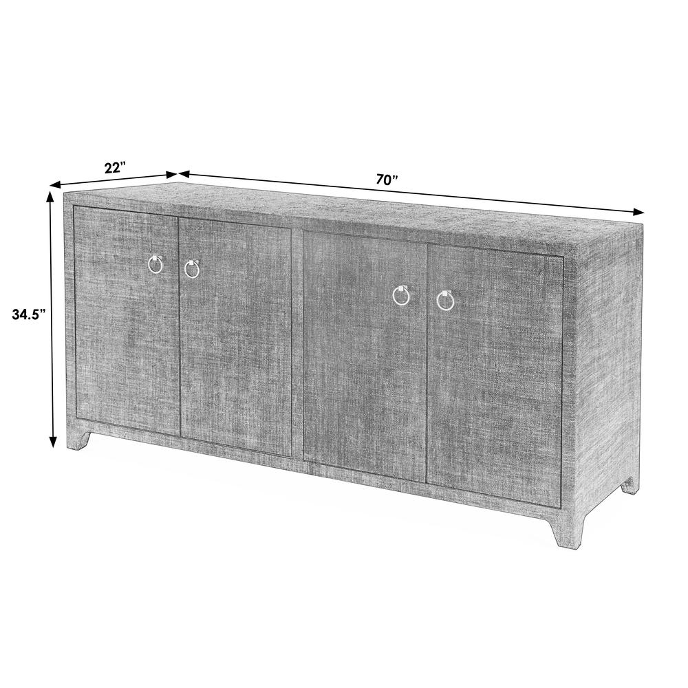Bar Harbor Raffia 4 Door 70" Sideboard, Charcoal. Picture 8