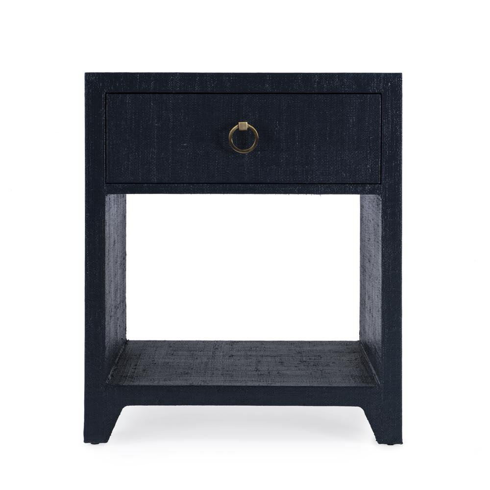 Bar Harbor Raffia 1 Drawer Nightstand, Navy Blue. Picture 3