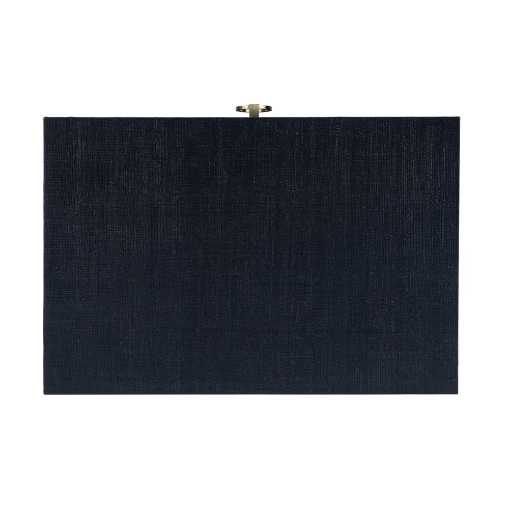 Bar Harbor Raffia 1 Drawer Nightstand, Navy Blue. Picture 5
