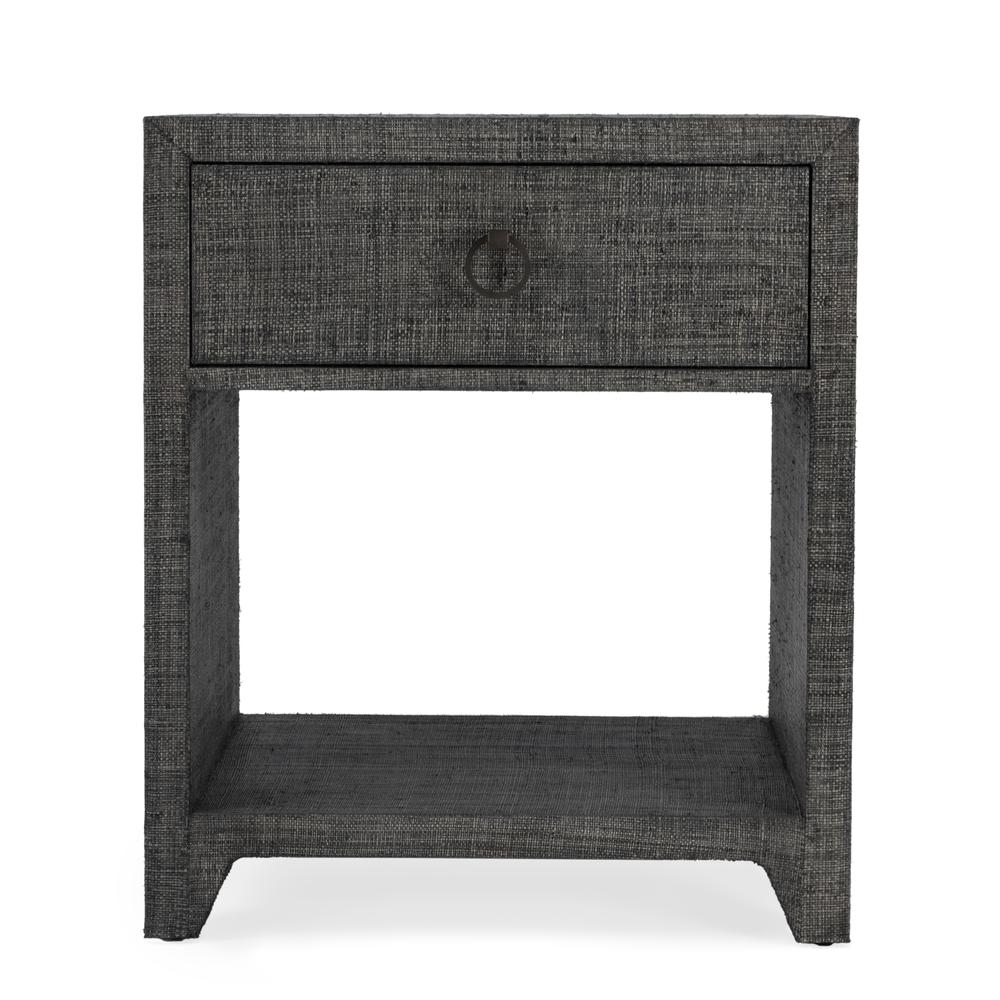 Bar Harbor Raffia 1 Drawer Nightstand, Charcoal. Picture 3