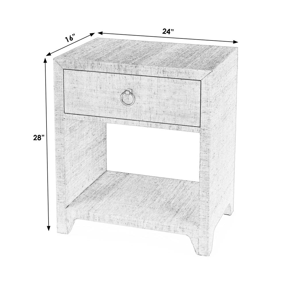 Bar Harbor Raffia 1 Drawer Nightstand, Charcoal. Picture 6