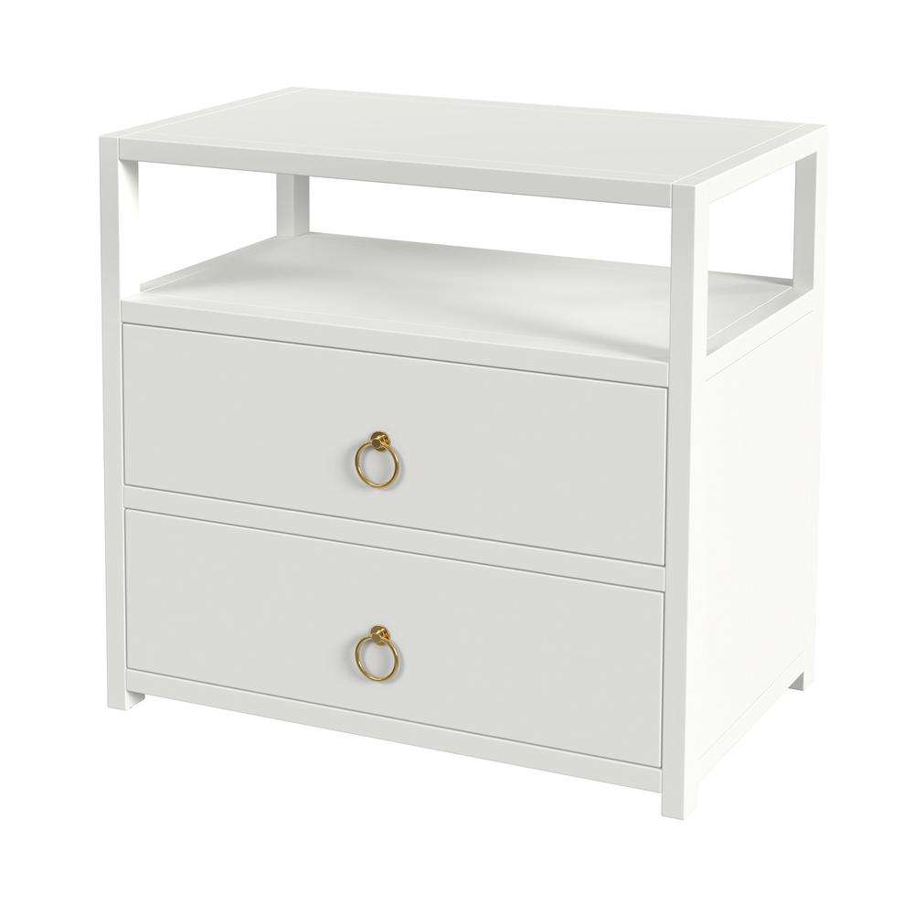 Lark 2 Drawer Wide Nightstand, White. Picture 1
