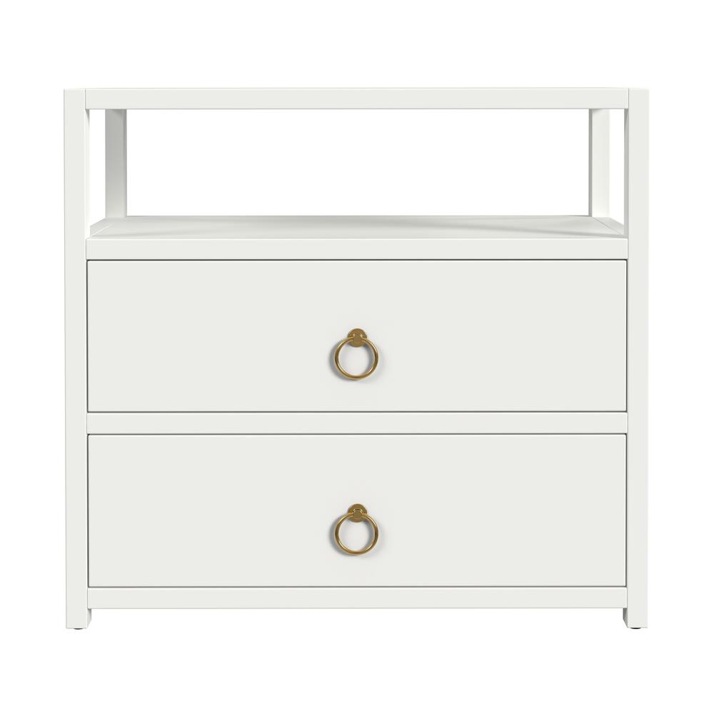 Lark 2 Drawer Wide Nightstand, White. Picture 2