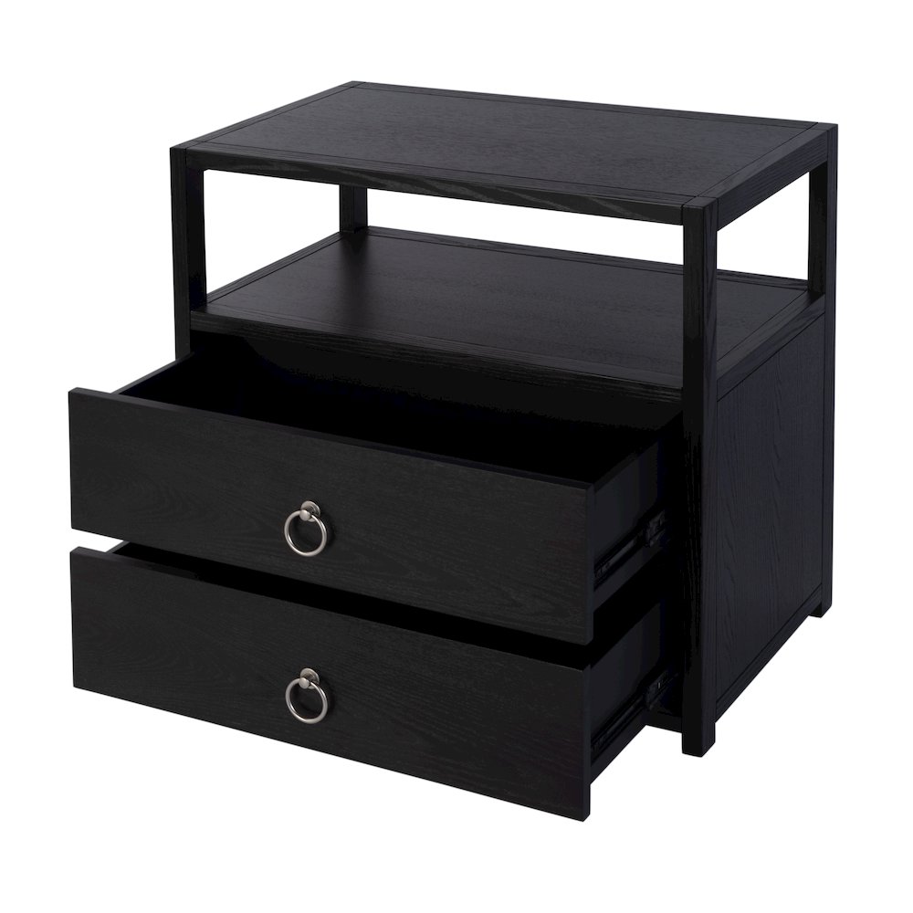 Lark 28 in. W Rectangular Wood 2 Drawer Nightstand, Black. Picture 4