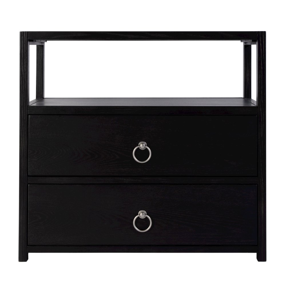 Lark 28 in. W Rectangular Wood 2 Drawer Nightstand, Black. Picture 5
