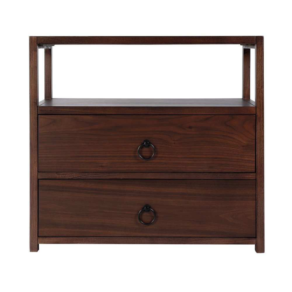 Lark 28 in. W Rectangular Wood 2 Drawer Nightstand, Medium Brown. Picture 5
