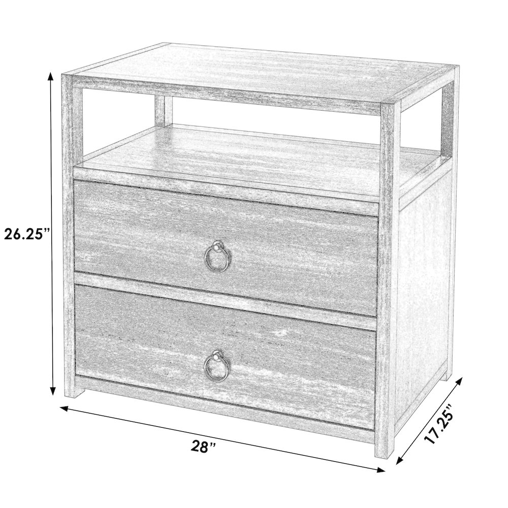 Lark 28 in. W Rectangular Wood 2 Drawer Nightstand, Medium Brown. Picture 3