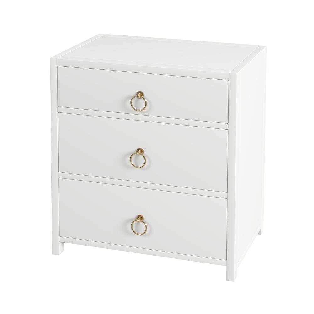 Lark 3 Drawer Nightstand, White. Picture 1