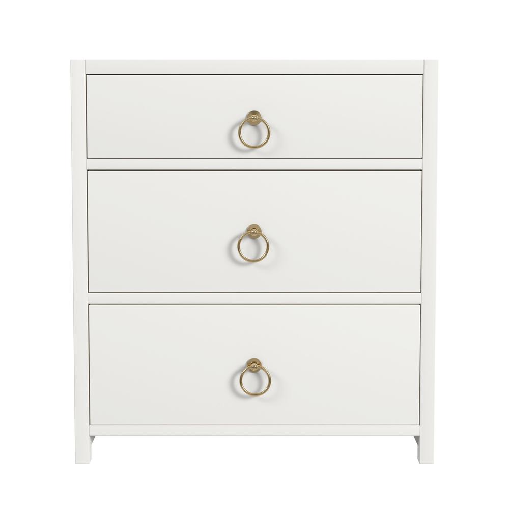 Lark 3 Drawer Nightstand, White. Picture 2