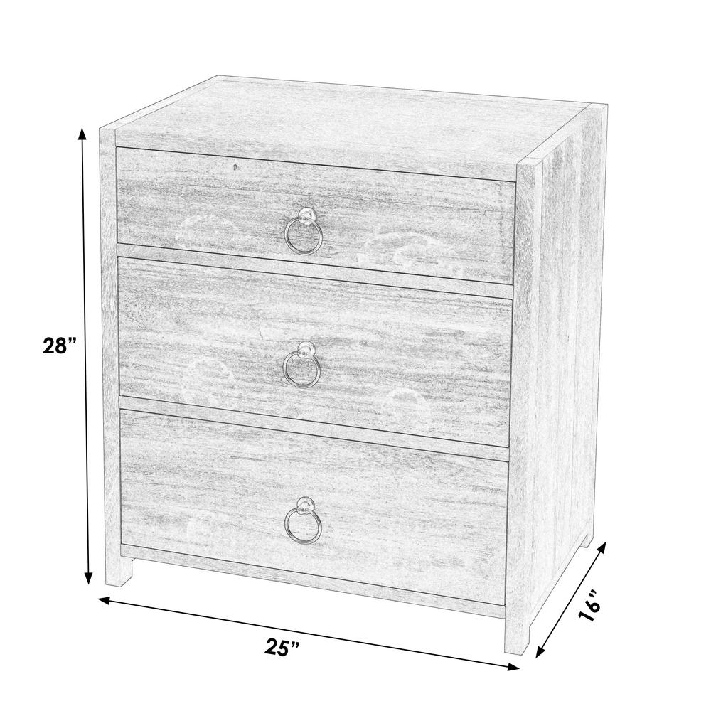Lark 3 Drawer Nightstand, White. Picture 6