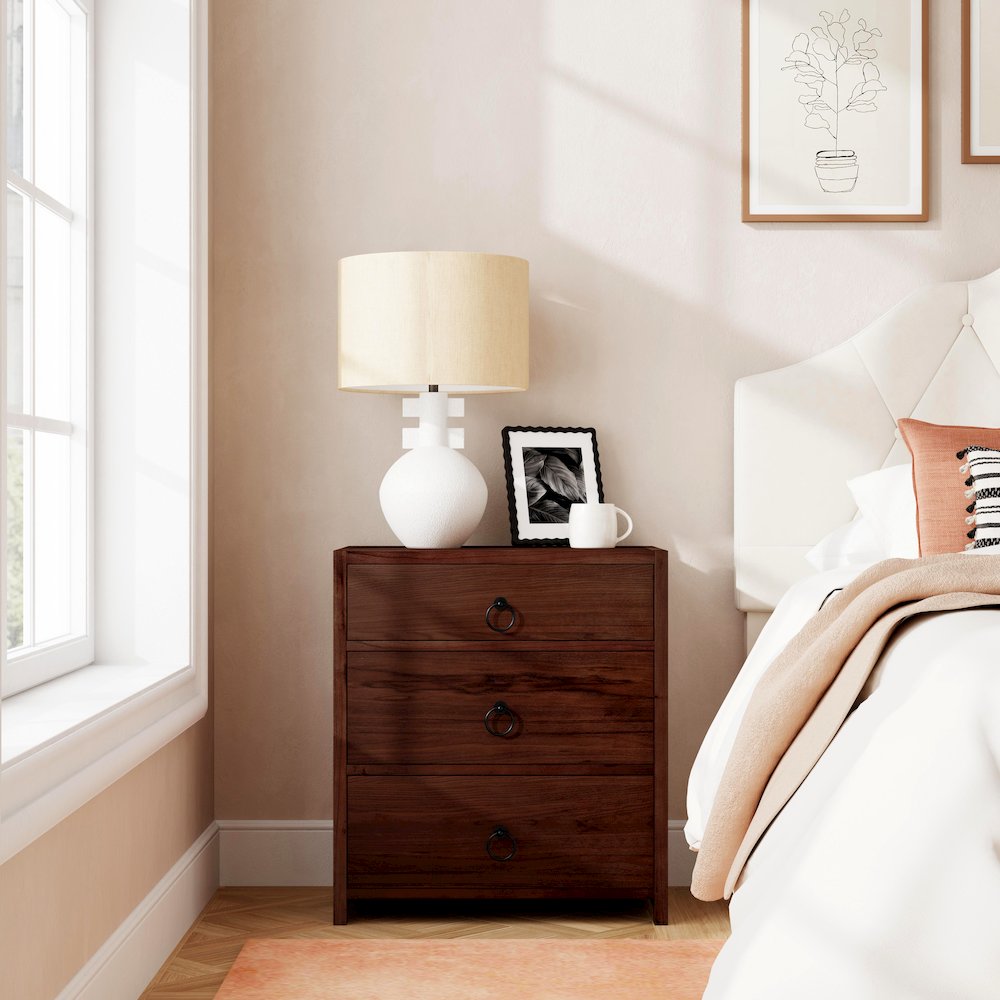 Lark  25 in. W Wood 3 Drawer Nightstand, Medium Brown. Picture 2